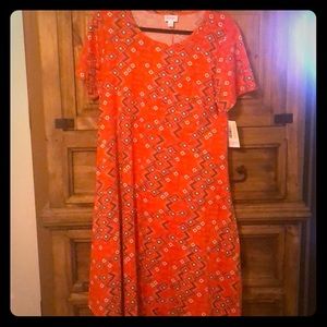 Lularoe large size Carley dress. Orange with print